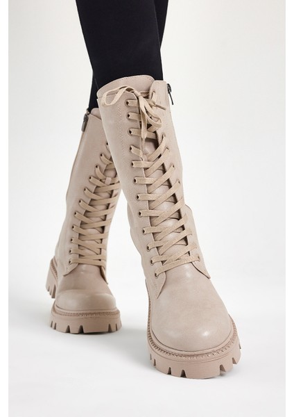 Kadın Ten Cilt Rahat Kalıp Bağcıklı Çorap Çizme fırsatları