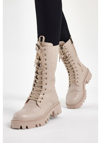 Kadın Ten Cilt Rahat Kalıp Bağcıklı Çorap Çizme indirimleri