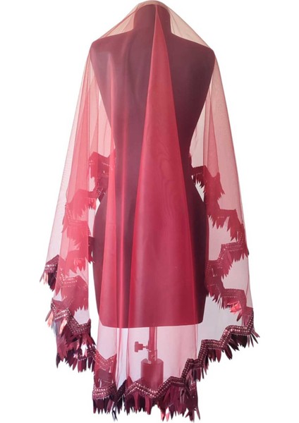 Bordo Gelin Duvağı Seti, Düğün Yüz Örtüsü, Kına Gecesi Nikah Duvak Kuşak Gelin Mendili fiyatları