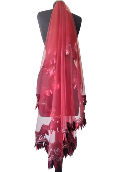 Bordo Gelin Duvağı Seti, Düğün Yüz Örtüsü, Kına Gecesi Nikah Duvak Kuşak Gelin Mendili modelleri