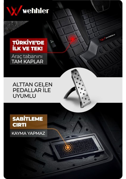 Kia Rio 1.4l Mpı Cool Tecno Plus Otomatik 2023 Derin Havuzlu Yumuşak Siyah Üniversal Paspas Seti