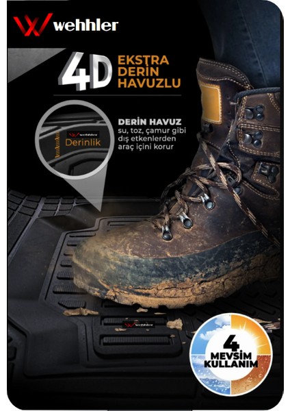 Isuzu D-Max 1.9 D V-Life Dizel 2023 Derin Havuzlu Yumuşak Siyah Üniversal Paspas Seti
