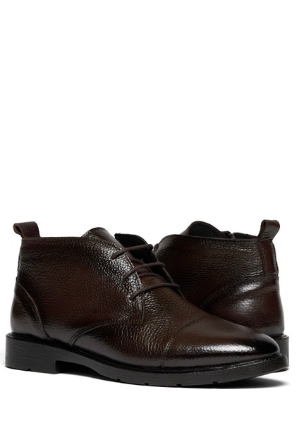 Erkek Kahve Rahat Kalıp Önü Bağcıklı Hakiki Deri Erkek Bot modelleri