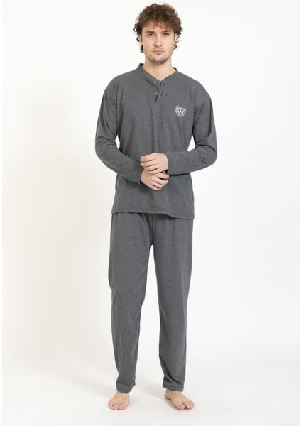 Erkek 1065 Büyük Beden Pijama Takımı Füme