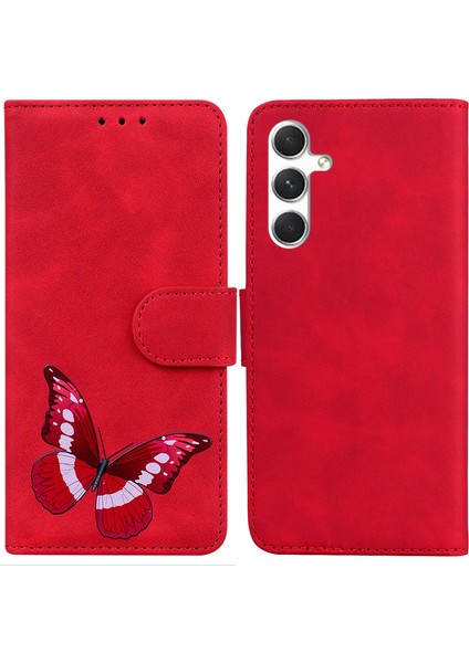 Samsung Galaxy S24+ Kelebek Baskı Telefon Stand Kapağı Deri Kabuk (Yurt Dışından)