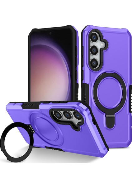 Samsung Galaxy S24 Telefon Kapağı Tpu+Pc Çift Katmanlı Yüzük Kickstand Anti-Drop Case (Yurt Dışından)