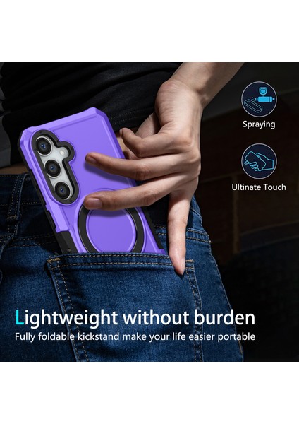 Samsung Galaxy S24 Telefon Kapağı Tpu+Pc Çift Katmanlı Yüzük Kickstand Anti-Drop Case (Yurt Dışından) indirimleri