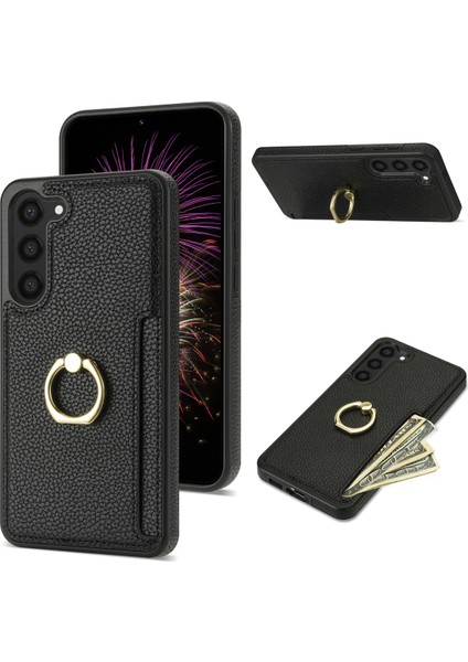Samsung Galaxy S24+ Kart Tutucu Deri+ Tpu Ring Kickstand Cover (Yurt Dışından)