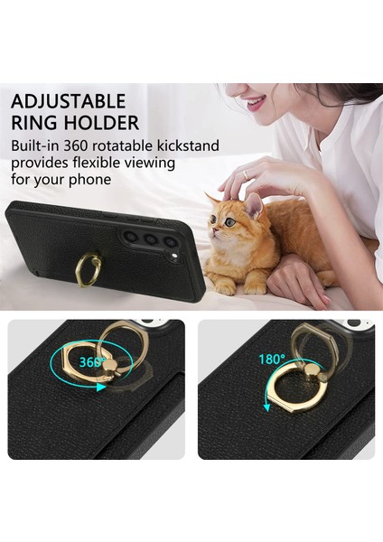 Samsung Galaxy S24+ Kart Tutucu Deri+ Tpu Ring Kickstand Cover (Yurt Dışından) fırsatları