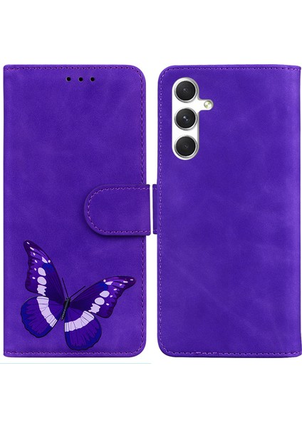 Samsung Galaxy S24+ Kelebek Baskı Telefon Stand Kapağı Deri Kabuk (Yurt Dışından)