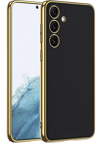 Samsung Galaxy S24+ Elektraplatma Deri Kaplamalı Tpu Çerçeve Pc Arka Kapak (Yurt Dışından)