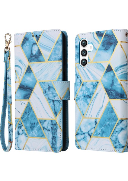 Samsung Galaxy S24 Pu Deri Mermer Desen Telefon Cüzdan Kapağı (Yurt Dışından)