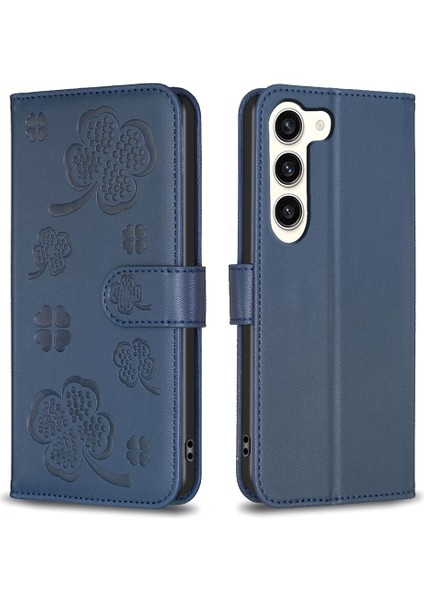 Samsung Galaxy S24 Deri Flip Cover Clover Baskılı Stand Telefon Kılıfı (Yurt Dışından)