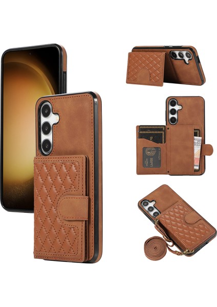 Samsung Galaxy S24+ Grid Straps ile Baskalı Kickstand Telefon Kapağı (Yurt Dışından)
