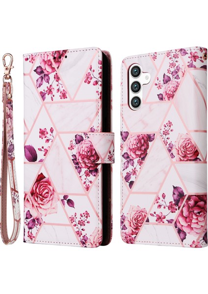 Samsung Galaxy S24 Pu Deri Mermer Desen Telefon Cüzdan Kapağı (Yurt Dışından)