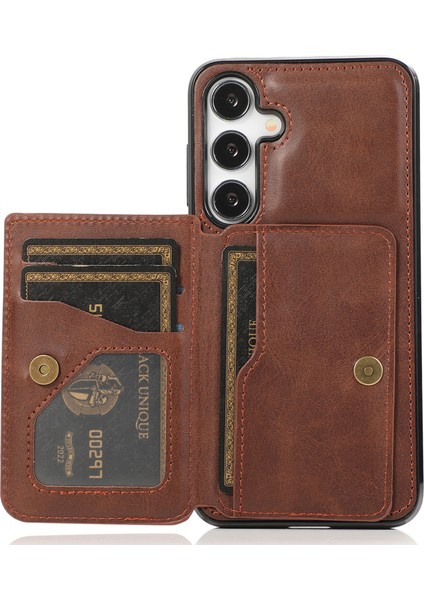 Samsung Galaxy S24 Pu Deri+Tpu Kickstand Cover (Yurt Dışından)