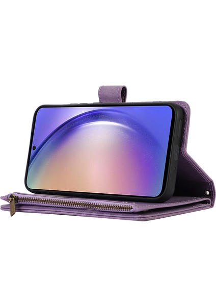 Samsung Galaxy S24 Cep Telefonu Kılıfı 9 Kart Yuvaları Fermuar Cüzdan Deri Stand Kapağı (Yurt Dışından) modelleri