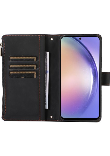 Samsung Galaxy S24 Cep Telefonu Kılıfı 9 Kart Yuvaları Fermuar Cüzdan Deri Stand Kapağı (Yurt Dışından) fiyatları