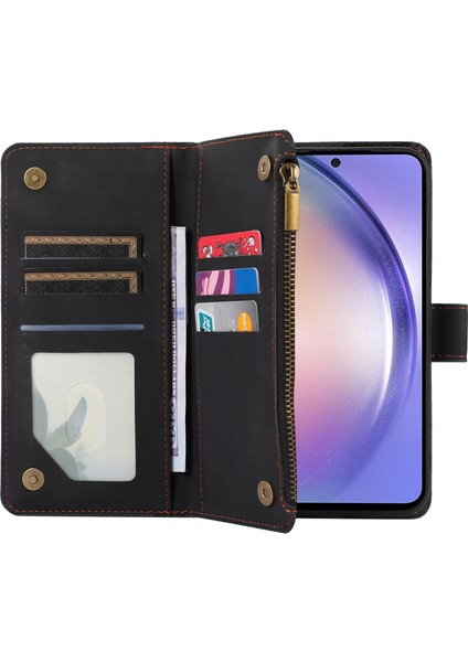 Samsung Galaxy S24 Cep Telefonu Kılıfı 9 Kart Yuvaları Fermuar Cüzdan Deri Stand Kapağı (Yurt Dışından) indirimleri