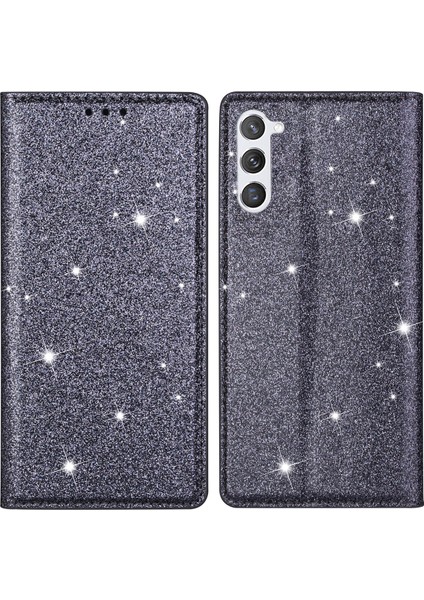 Samsung Galaxy S24+ Kart Tutucu Parıltılı Deri Stand Kapağı (Yurt Dışından)