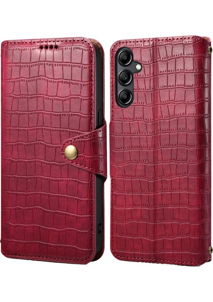 Samsung Galaxy S24 Deri Timsah Doku Telefon Stand Kapağı (Yurt Dışından)