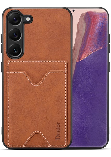 Samsung Galaxy S24+ Şok Geçirmez Deri+ Tpu Telefon Kapağı Kart Yuvalı (Yurt Dışından)