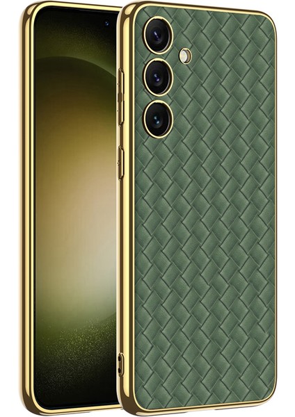 Samsung Galaxy S24 Cep Telefonu Kılıfları Pu Deri+Tpu+Pc Dokuma Doku Kapağı (Yurt Dışından)