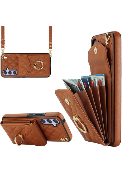 Samsung Galaxy S24+ Cep Telefonu Kılıf Kart Çanta Yüzüğü Kickstand Pu+ Tpu Crossbody Cover (Yurt Dışından) fiyatları