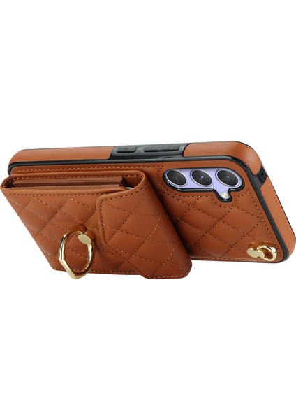 Samsung Galaxy S24+ Cep Telefonu Kılıf Kart Çanta Yüzüğü Kickstand Pu+ Tpu Crossbody Cover (Yurt Dışından) modelleri