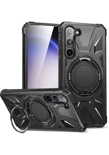 Samsung Galaxy S24 Manyetik Kılıf Tpu+Pc Koruyucu Kapak Ring Kickstand (Yurt Dışından)