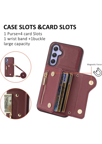 Samsung Galaxy S24 Kart Cüzdan Kılıf Kickstand Telefon Kapağı Kayışla (Yurt Dışından) indirimleri