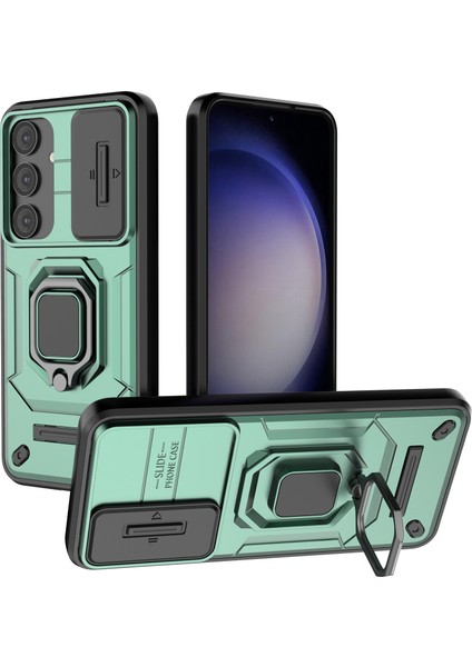 Samsung Galaxy S24 Shockproof Pc + Tpu Slayt Lens Kickstand Telefon Kapağı (Yurt Dışından)