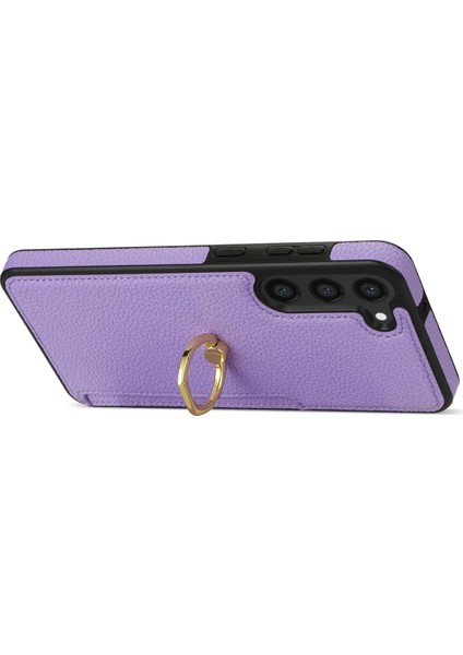 Samsung Galaxy S24+ Kart Tutucu Deri+ Tpu Ring Kickstand Cover (Yurt Dışından)