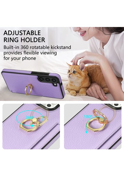 Samsung Galaxy S24+ Kart Tutucu Deri+ Tpu Ring Kickstand Cover (Yurt Dışından) fırsatları