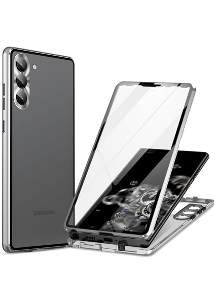 Samsung Galaxy S24 Metal Çerçeve Çift Yan Temsilli Cam Arka Kapak (Yurt Dışından)