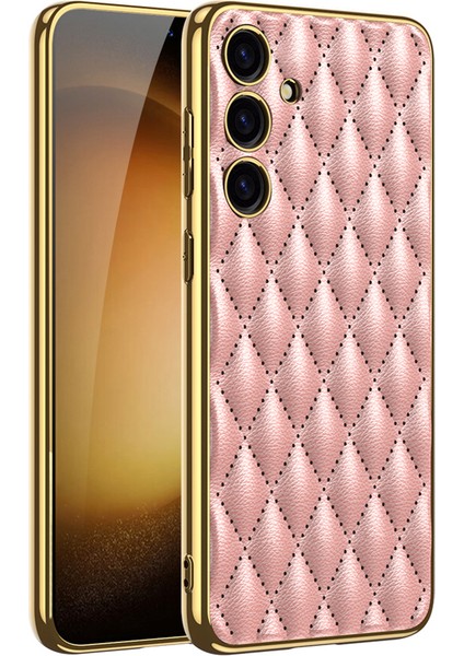 Samsung Galaxy S24+ Dikişli Eşkenar Dörtgen Pu Deri+Tpu+Pc Kapağı Cep Telefonu Kılıfları (Yurt Dışından)