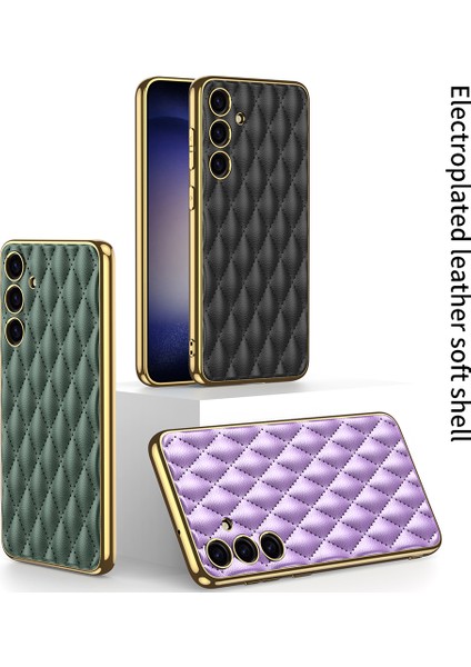 Samsung Galaxy S24+ Dikişli Eşkenar Dörtgen Pu Deri+Tpu+Pc Kapağı Cep Telefonu Kılıfları (Yurt Dışından) fiyatları