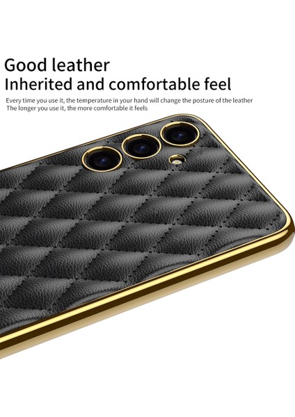 Samsung Galaxy S24+ Dikişli Eşkenar Dörtgen Pu Deri+Tpu+Pc Kapağı Cep Telefonu Kılıfları (Yurt Dışından) modelleri