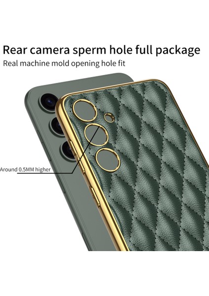 Samsung Galaxy S24+ Dikişli Eşkenar Dörtgen Pu Deri+Tpu+Pc Kapağı Cep Telefonu Kılıfları (Yurt Dışından) indirimleri