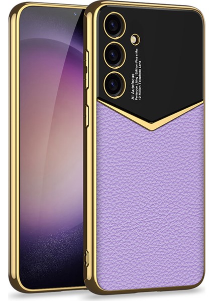 Samsung Galaxy S24+ Cep Telefon Kılıfları Elektrokaplama Pu Deri Kaplamalı Pc+ Tpu Kapak (Yurt Dışından)