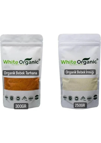 White Organic Bebek Tarhanası+Bebek İrmiği Ek Gıda Seti +6 Ay Organik Sertifikalı