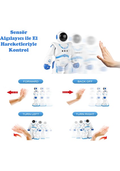 Uzaktan Kumandalı Şarjlı Hareket Sensörlü Full Fonksiyon Işıklı Sesli Akıllı Robot Oyuncak fiyatları
