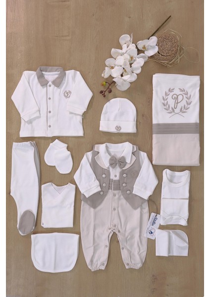 Erkek Bebek Kahverengi Hastane Çıkışı Papyon Yelekli 10 Lu Set STL6452 modelleri