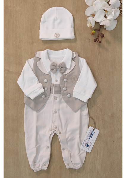 Erkek Bebek Kahverengi Hastane Çıkışı Papyon Yelekli 10 Lu Set STL6452 indirimleri