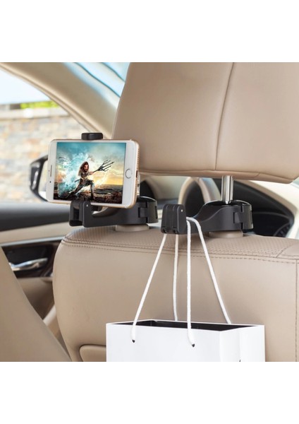 Bej Arka Kanca Telefon Tutucu ile Araba Kafalık Kanca Koltuk Arka Askı Çanta Çanta Çanta Bakkal Bezi Katlanabilir Klipler Organizatör (Yurt Dışından) modelleri