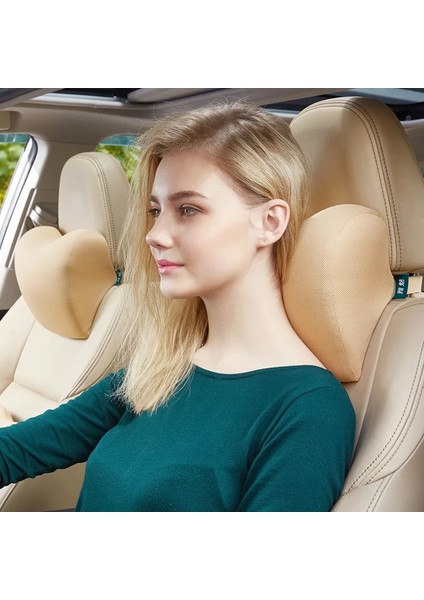 Siyah 1 Adet Tarzı Araba Kafalık Boyun Yastık Koltuk Sandalye Için Otomatik Hafızalı Köpük Pamuklu Yastık Kumaş Kapak Yumuşak Baş Desteği Seyahat Desteği (Yurt Dışından)