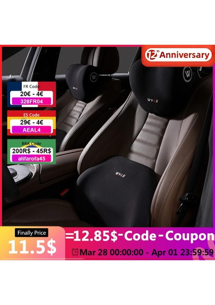 No.11 Stili Bellek Köpüğü Araba Kafalık Yastık Kadife Baş Boyun Bel Desteği Yastık Sürüş Için Stres Araba Koltuğu Desteği Bel Yastık Relive (Yurt Dışından) fiyatları