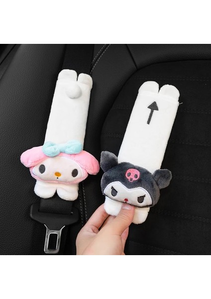2 Adet Kemer Stili Sevimli Araba Koltuğu Yastığı Pembe Araba Kafalık Boyun Yastık Karikatür Siyah Şeytan Peluş Araba Koltuğu Baş Yastığı Kafalık Araba Boyun Desteği (Yurt Dışından)