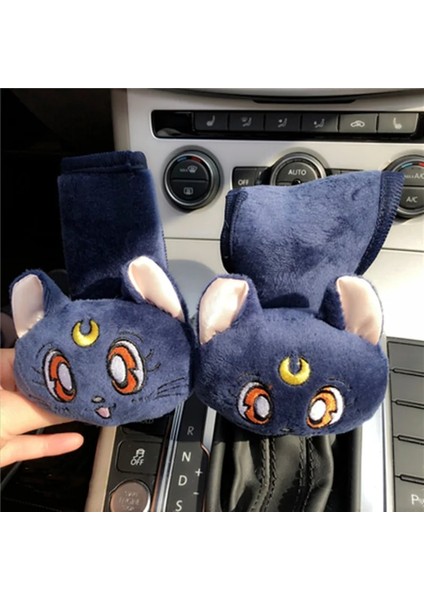 B El Freni Dişlisi Stili Yeni Varış Karikatür Sevimli Kafalık Peluş Luna Kedi Kafası Araba Bel Desteği Yastık Yaratıcı Araba Boyun Yastık Süslemeleri (Yurt Dışından)