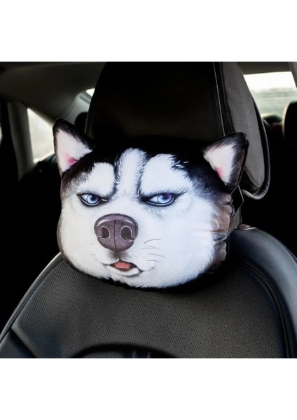 Bir Stil 1 Adet Araba Kafalık Yastık Emniyet Kemerleri Kapak Dolgu 3D Baskılı Köpek Kedi Yüz Sevimli Boyun Istirahat Oto Boyun Güvenlik Yastığı (Yurt Dışından)